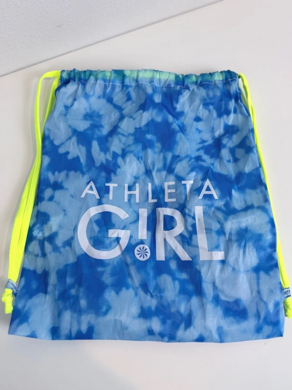 Athleta Girl Blue Tie-Dye Drawstring Backpack Bag
